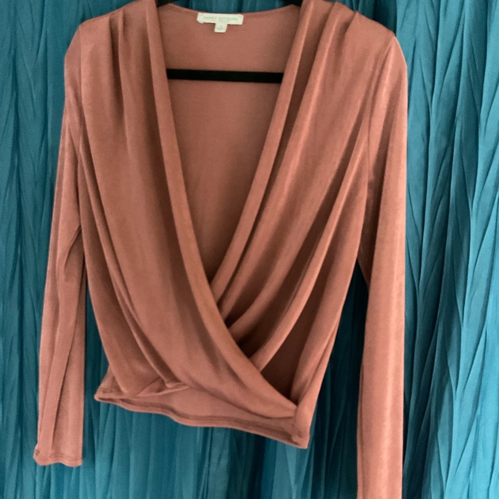 Only worn twice , Green Envelope Dusty Rose Drape Blouse